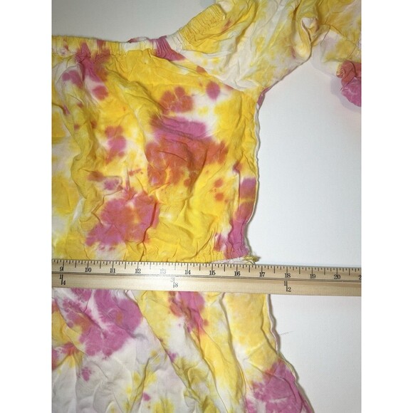 Feathers Tie Dye Off Shoulder Mini Dress Boho Bright Women's Plus 1X - Picture 12 of 12